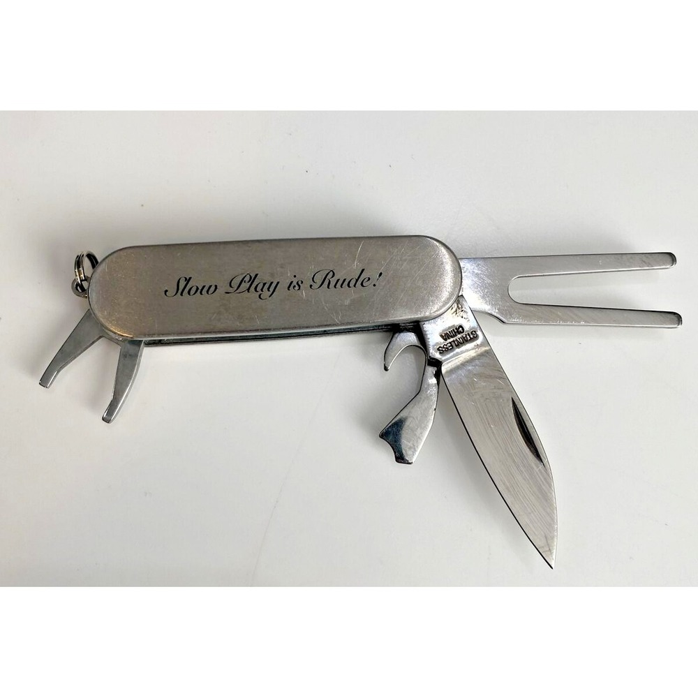 Pocket Knife and Golf Tool - UGA Winterchamps / Slow Play is Rude! - Steel